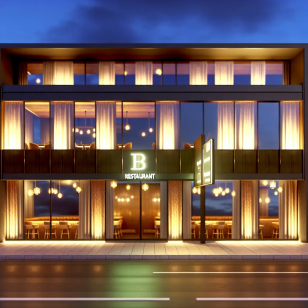 Exterieur van MidnightAmstel bij schemering met warme verlichting en uitnodigende entree.