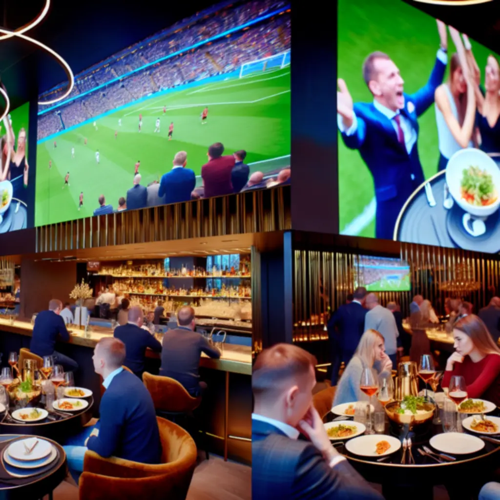 Live sport op grote HD-schermen met levendige kleuren en sfeerverlichting