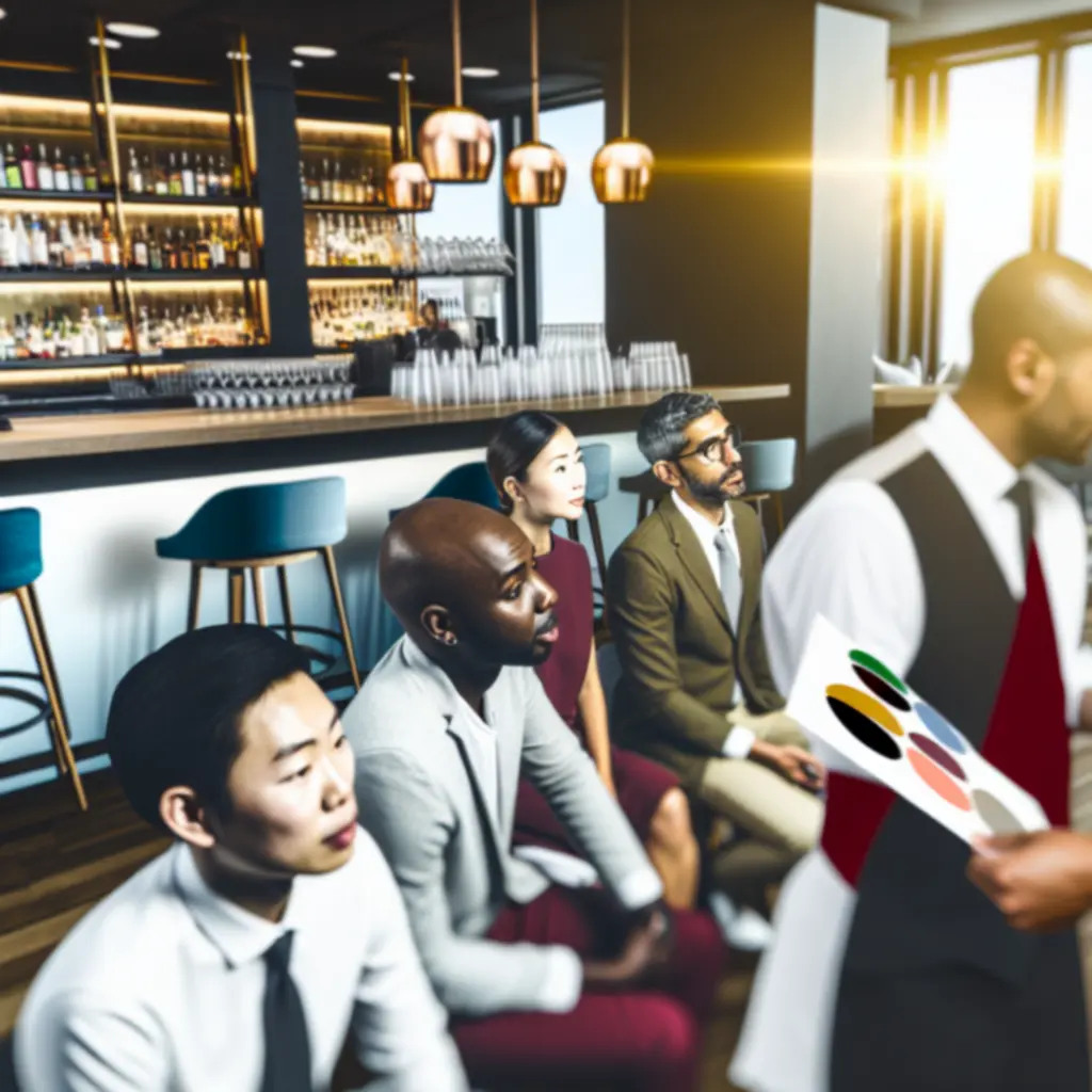 Teamleden tijdens een training in een moderne baromgeving