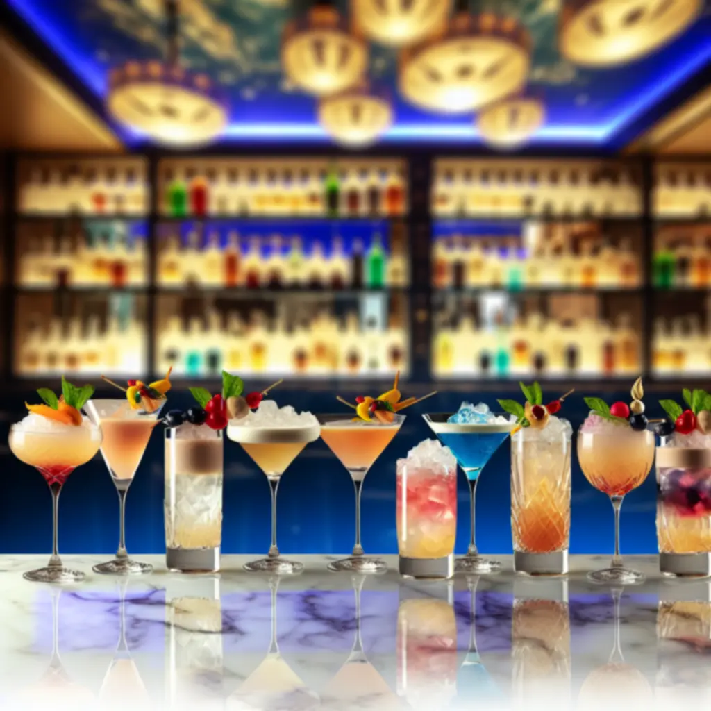 Elegante signature cocktails op een marmeren bar bij flikkerend kaarslicht